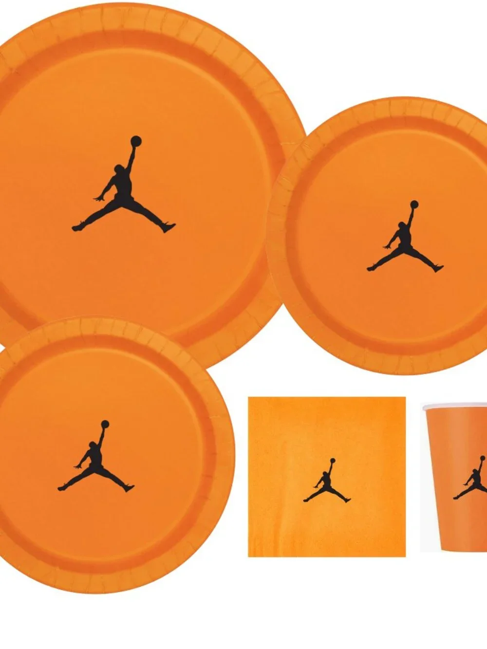 Custom shoe Paper Party Plates Set, Orange, 60 Count, Basketball Theme, Jumpman
